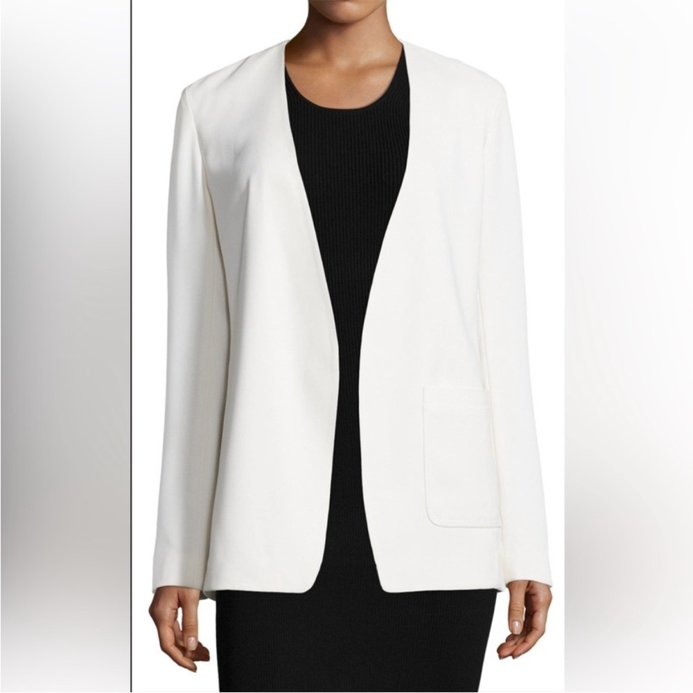 T by Alexander Wang Crepe Open-Front Blazer, Off White Size 0